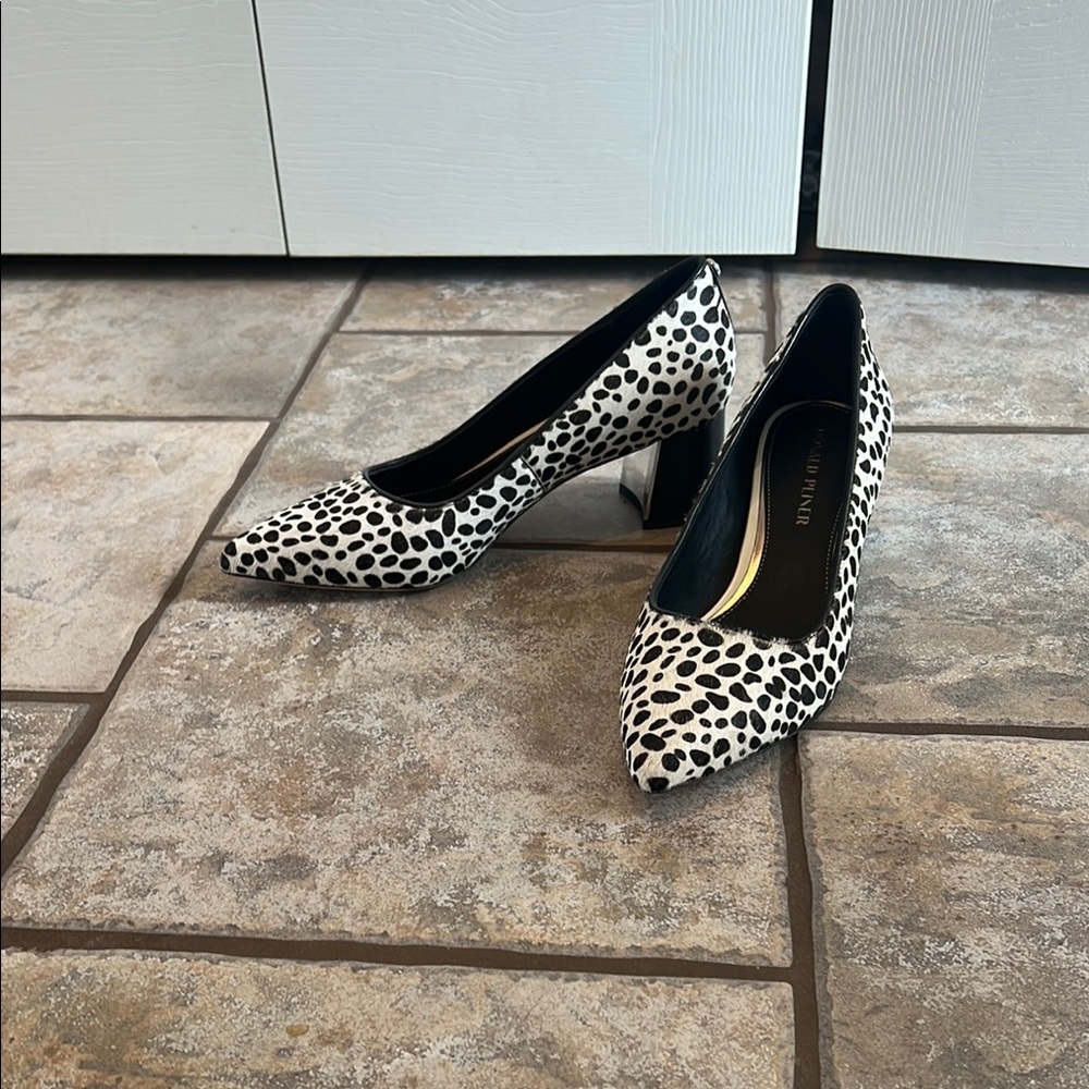 Donald J. Pliner BRAND NEW Black and White Heels with Dalmatian Print